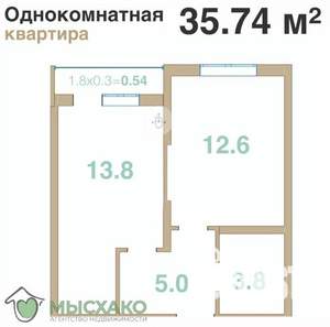 1-к квартира, вторичка, 43м2, 5/8 этаж