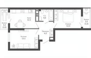 2-к квартира, вторичка, 50м2, 8/23 этаж
