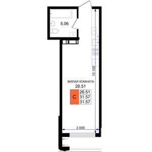 Студия квартира, строящийся дом, 32м2, 3/8 этаж
