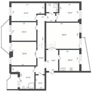 3-к квартира, вторичка, 139м2, 8/9 этаж