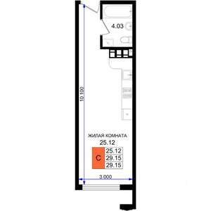 Студия квартира, вторичка, 29м2, 4/8 этаж