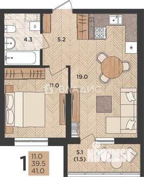 1-к квартира, вторичка, 40м2, 23/24 этаж