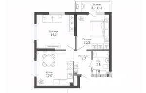 2-к квартира, вторичка, 49м2, 15/23 этаж