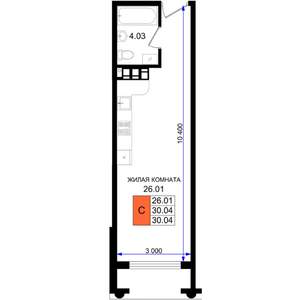 Студия квартира, строящийся дом, 30м2, 4/8 этаж