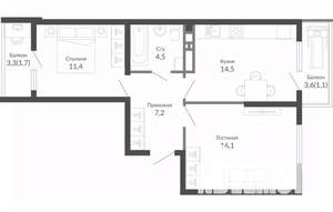 2-к квартира, вторичка, 57м2, 22/23 этаж