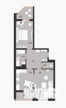 2-к квартира, вторичка, 70м2, 20/21 этаж