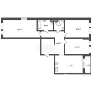 3-к квартира, вторичка, 88м2, 4/16 этаж