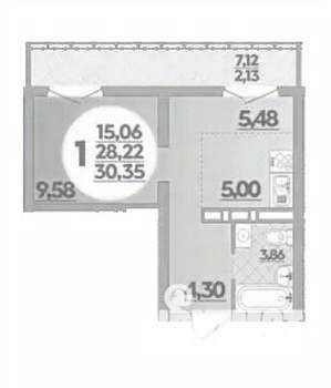 1-к квартира, вторичка, 30м2, 10/16 этаж