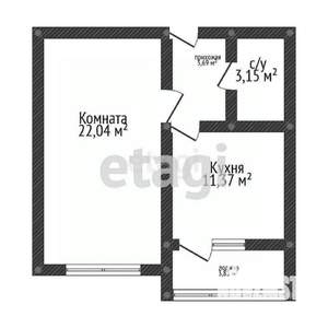 1-к квартира, вторичка, 43м2, 12/20 этаж