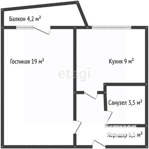 1-к квартира, вторичка, 38м2, 6/9 этаж