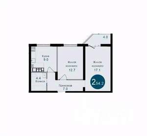 2-к квартира, вторичка, 54м2, 7/14 этаж