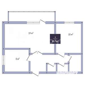 2-к квартира, вторичка, 50м2, 3/3 этаж