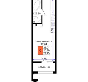 Студия квартира, вторичка, 28м2, 6/8 этаж