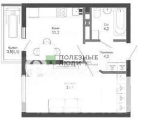 1-к квартира, вторичка, 38м2, 5/20 этаж