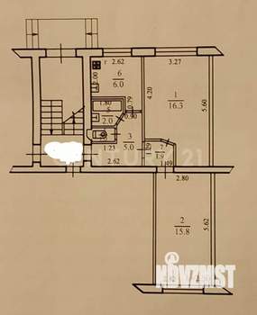 2-к квартира, вторичка, 48м2, 1/5 этаж