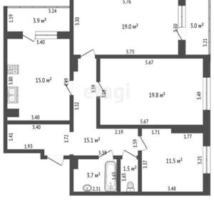 3-к квартира, вторичка, 86м2, 2/14 этаж