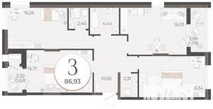 3-к квартира, вторичка, 87м2, 1/9 этаж