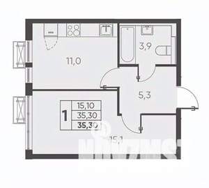 1-к квартира, вторичка, 35м2, 8/24 этаж