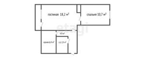 2-к квартира, вторичка, 44м2, 5/5 этаж