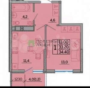 1-к квартира, вторичка, 34м2, 8/23 этаж