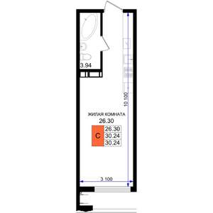 Студия квартира, вторичка, 30м2, 4/8 этаж
