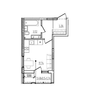 Студия квартира, вторичка, 23м2, 3/9 этаж