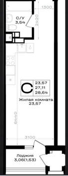 Студия квартира, вторичка, 29м2, 5/9 этаж