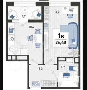 1-к квартира, вторичка, 36м2, 2/20 этаж