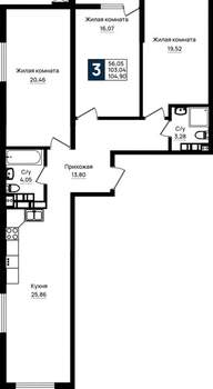 3-к квартира, вторичка, 105м2, 18/18 этаж