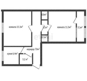 2-к квартира, вторичка, 43м2, 5/5 этаж