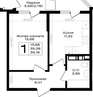1-к квартира, вторичка, 38м2, 3/9 этаж