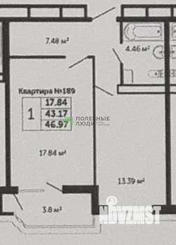 1-к квартира, вторичка, 47м2, 10/22 этаж