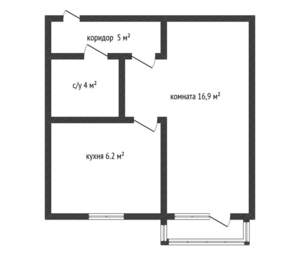 1-к квартира, вторичка, 32м2, 4/4 этаж