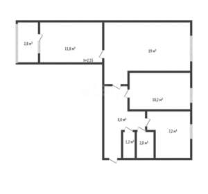 3-к квартира, вторичка, 59м2, 1/9 этаж