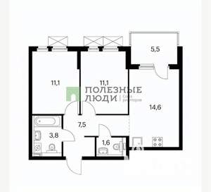 2-к квартира, вторичка, 55м2, 4/15 этаж