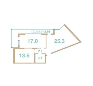 2-к квартира, вторичка, 66м2, 3/8 этаж