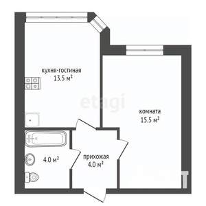 1-к квартира, вторичка, 35м2, 15/25 этаж