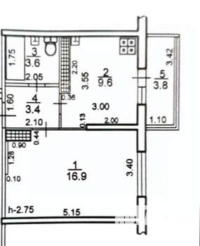 1-к квартира, вторичка, 34м2, 3/9 этаж