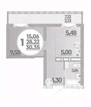 1-к квартира, вторичка, 30м2, 3/16 этаж