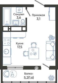 Студия квартира, строящийся дом, 26м2, 11/24 этаж