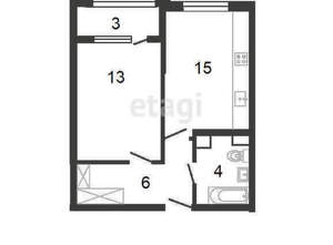 1-к квартира, вторичка, 43м2, 15/24 этаж