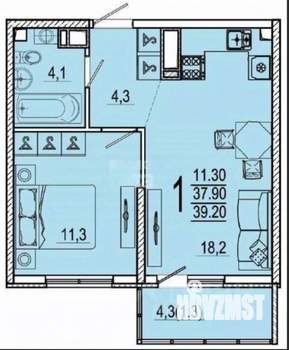 2-к квартира, вторичка, 40м2, 22/24 этаж