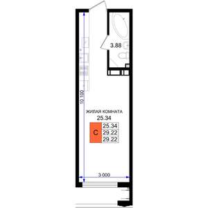 Студия квартира, строящийся дом, 29м2, 2/8 этаж