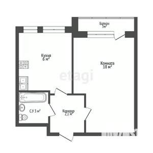 1-к квартира, вторичка, 29м2, 2/4 этаж