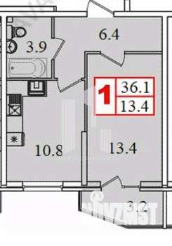 1-к квартира, вторичка, 36м2, 3/20 этаж