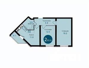 2-к квартира, вторичка, 54м2, 8/14 этаж