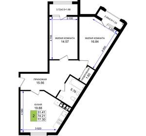 2-к квартира, вторичка, 77м2, 3/8 этаж