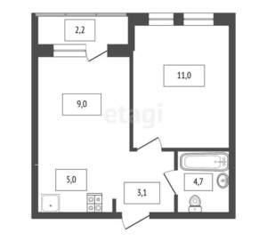 1-к квартира, вторичка, 33м2, 2/24 этаж
