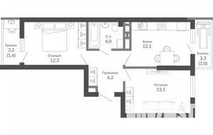 2-к квартира, вторичка, 50м2, 19/23 этаж