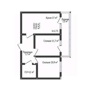 2-к квартира, вторичка, 51м2, 21/23 этаж